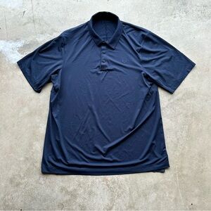 Lululemon Golf Polo Big Logo Men Large Navy Stretch Snap Button